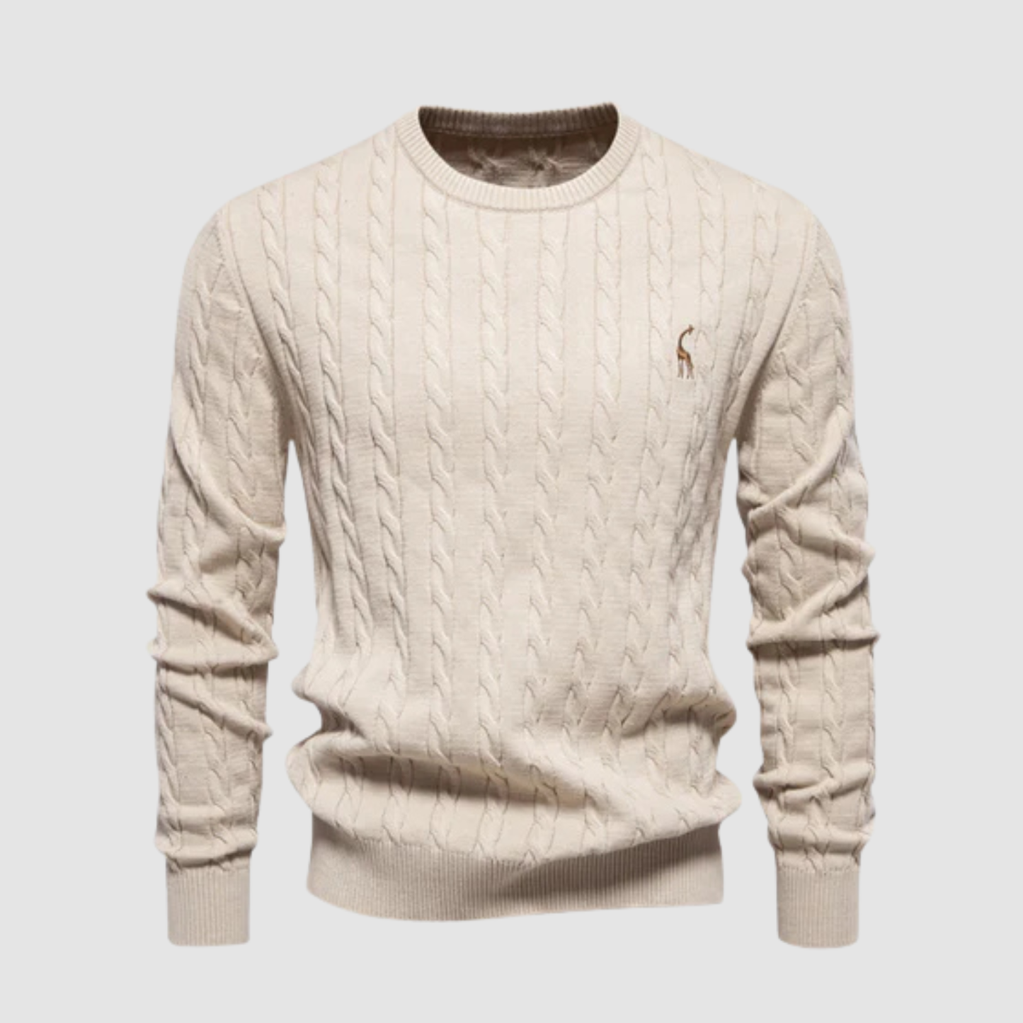 Pull Homme Maille Torsadée – Pull Classique Col Rond Style Polo