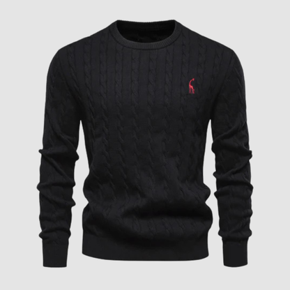Pull Homme Maille Torsadée – Pull Classique Col Rond Style Polo