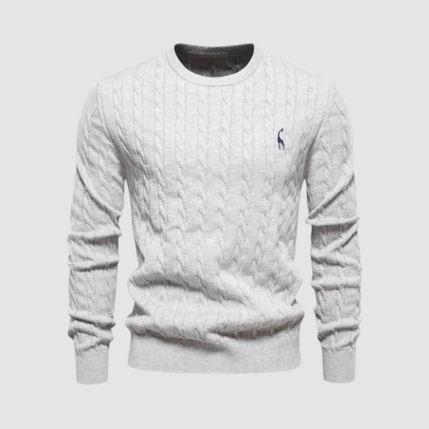 Pull Homme Maille Torsadée – Pull Classique Col Rond Style Polo
