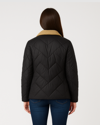 Veste Matelassée Femme Col Contrasté – Manteau Chaud Léger pour Hiver