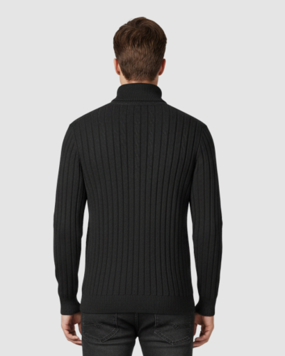 Pull Col Roulé Homme en Maille Torsadée – Style Chic & Intemporel