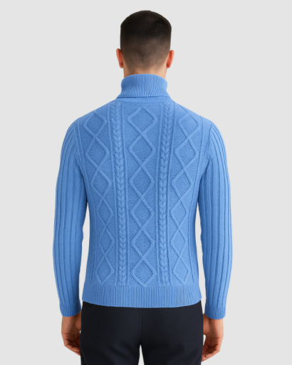 Pull Col Roulé Homme en Maille Torsadée – Style Chic & Intemporel