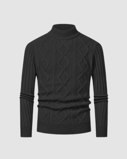 Pull Col Roulé Homme en Maille Torsadée – Style Chic & Intemporel
