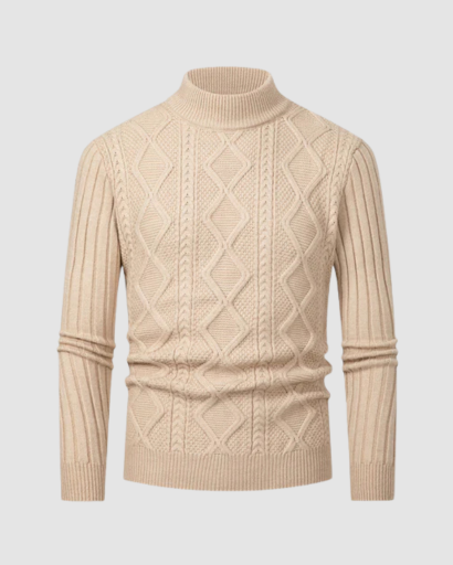 Pull Col Roulé Homme en Maille Torsadée – Style Chic & Intemporel
