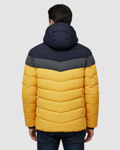 Doudoune Hiver Homme à Capuche – Veste Chaude et Stylée à Blocs de Couleurs