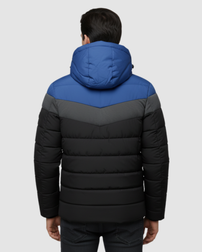 Doudoune Hiver Homme à Capuche – Veste Chaude et Stylée à Blocs de Couleurs