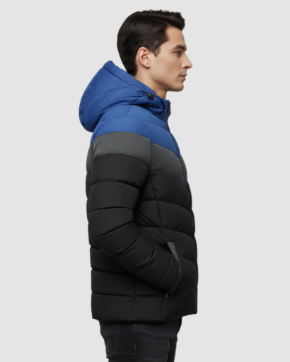 Doudoune Hiver Homme à Capuche – Veste Chaude et Stylée à Blocs de Couleurs