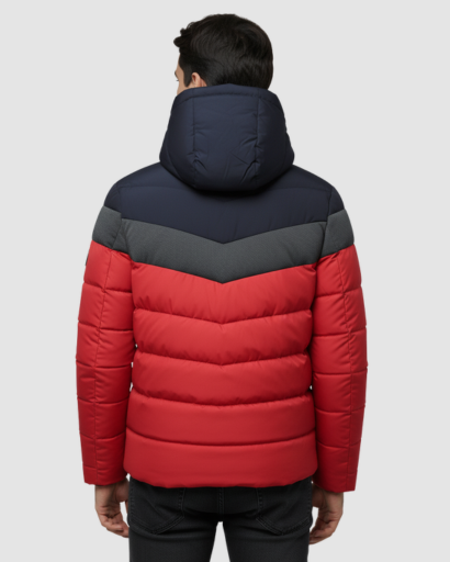 Doudoune Hiver Homme à Capuche – Veste Chaude et Stylée à Blocs de Couleurs