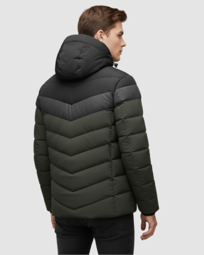 Doudoune Hiver Homme à Capuche – Veste Chaude et Stylée à Blocs de Couleurs