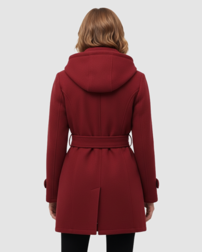 Manteau Femme Élégant à Capuche – Coupe Cintrée & Ceinture Ajustable
