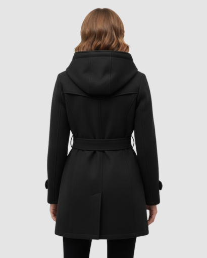 Manteau Femme Élégant à Capuche – Coupe Cintrée & Ceinture Ajustable
