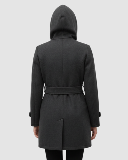 Manteau Femme Élégant à Capuche – Coupe Cintrée & Ceinture Ajustable