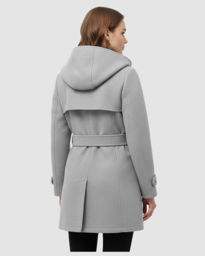 Manteau Femme Élégant à Capuche – Coupe Cintrée & Ceinture Ajustable