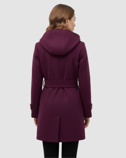 Manteau Femme Élégant à Capuche – Coupe Cintrée & Ceinture Ajustable