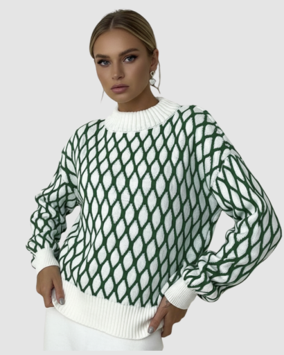 Pull Femme Motif Losanges – Style Moderne & Coupe Confort