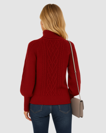 pull femme col montant maille torsadée – confort et chaleur pour l’hiver