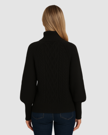 pull femme col montant maille torsadée – confort et chaleur pour l’hiver