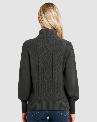 pull femme col montant maille torsadée – confort et chaleur pour l’hiver