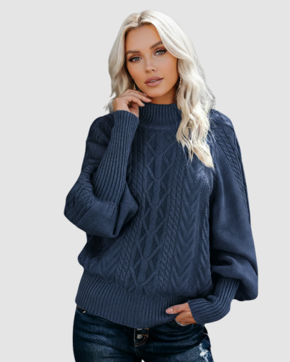 pull femme col montant maille torsadée – confort et chaleur pour l’hiver