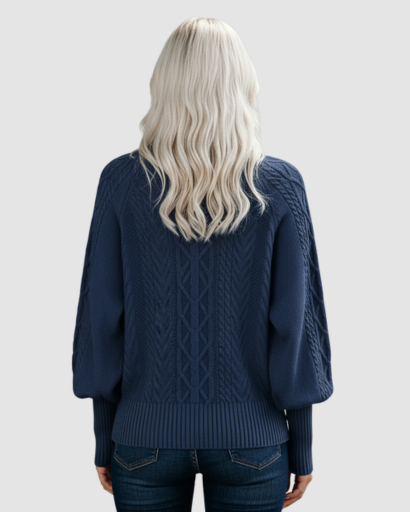 pull femme col montant maille torsadée – confort et chaleur pour l’hiver