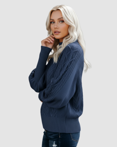 pull femme col montant maille torsadée – confort et chaleur pour l’hiver