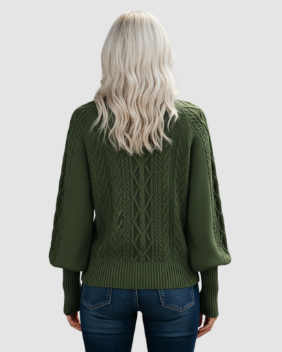 pull femme col montant maille torsadée – confort et chaleur pour l’hiver