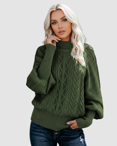 pull femme col montant maille torsadée – confort et chaleur pour l’hiver