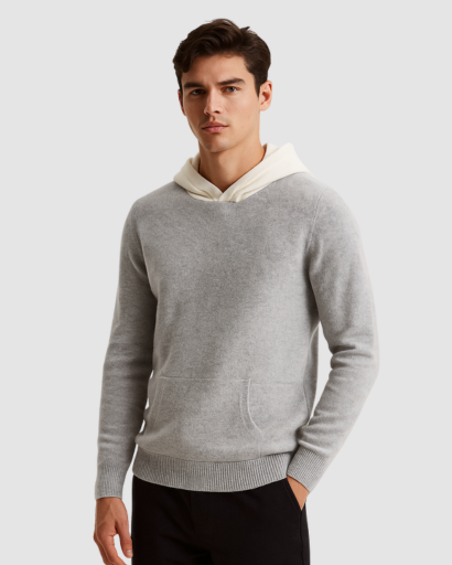 Pull Hoodie Homme en Cachemire – Luxe, Confort & Élégance Moderne