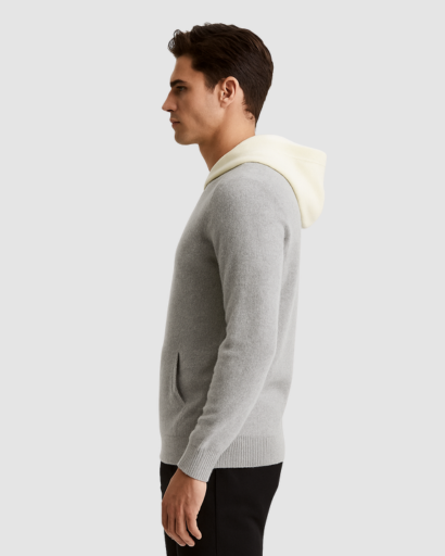 Pull Hoodie Homme en Cachemire – Luxe, Confort & Élégance Moderne