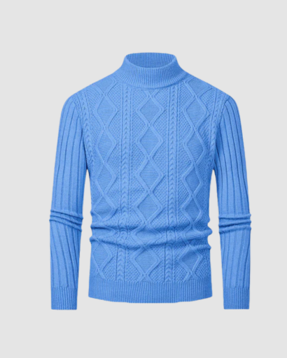 Pull Col Roulé Homme en Maille Torsadée – Style Chic & Intemporel