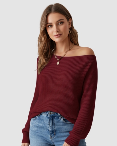 Pull Femme Épaules Dénudées – Maille Douce & Coupe Élégante
