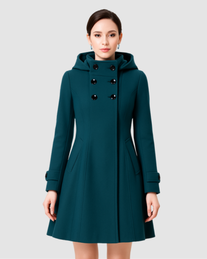 Manteau Femme Élégant à Capuche – Coupe Ajustée & Style Classique