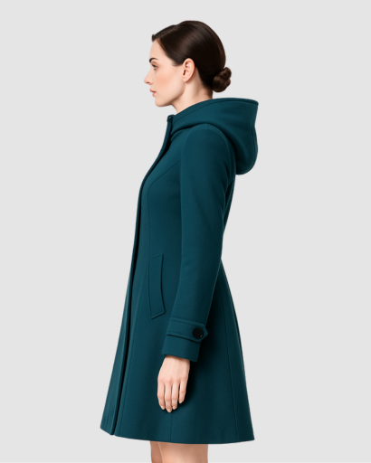 Manteau Femme Élégant à Capuche – Coupe Ajustée & Style Classique