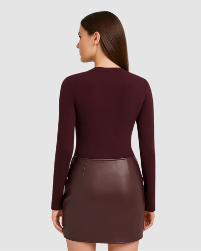 Robe Femme Manche Longue avec Nœud Effet Simili – Coupe Ajustée & Style Moderne