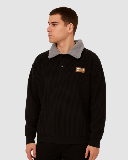 Sweat Homme à Col Doublé – Confort Thermique & Style Casual