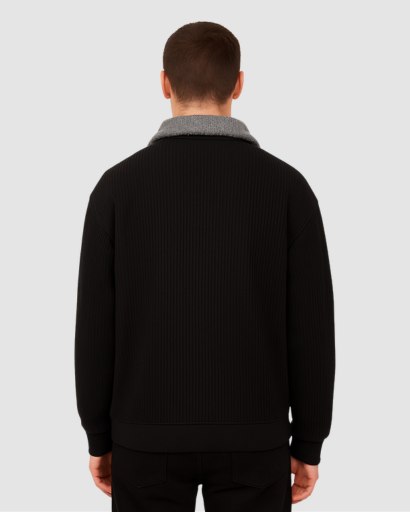 Sweat Homme à Col Doublé – Confort Thermique & Style Casual