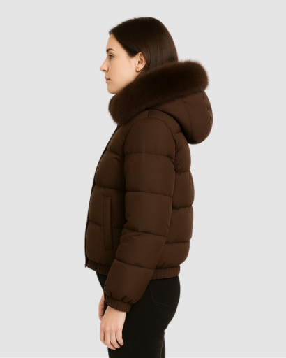 Doudoune Femme Luxe à Capuche – Col Fourrure Synthétique Premium