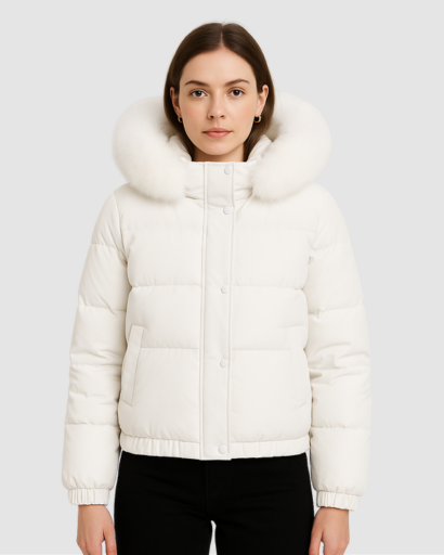 Doudoune Femme Luxe à Capuche – Col Fourrure Synthétique Premium