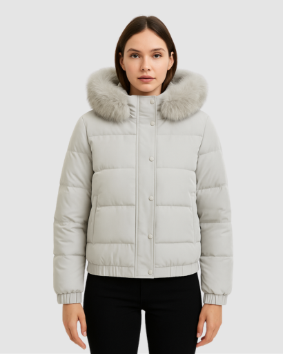 Doudoune Femme Luxe à Capuche – Col Fourrure Synthétique Premium