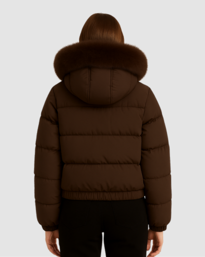 Doudoune Femme Luxe à Capuche – Col Fourrure Synthétique Premium