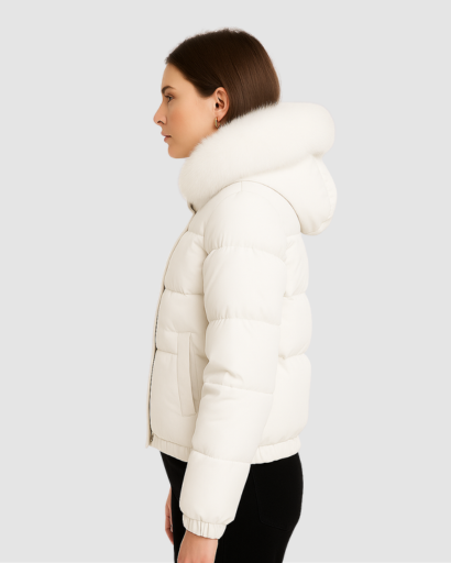 Doudoune Femme Luxe à Capuche – Col Fourrure Synthétique Premium