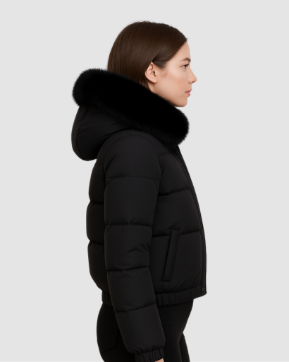 Doudoune Femme Luxe à Capuche – Col Fourrure Synthétique Premium