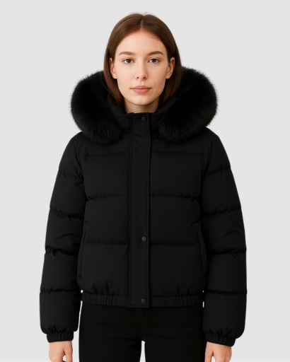 Doudoune Femme Luxe à Capuche – Col Fourrure Synthétique Premium