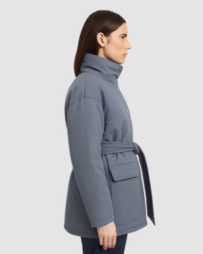 Manteau Femme Matelassé Ceinturé – Col Haut & Look Minimaliste