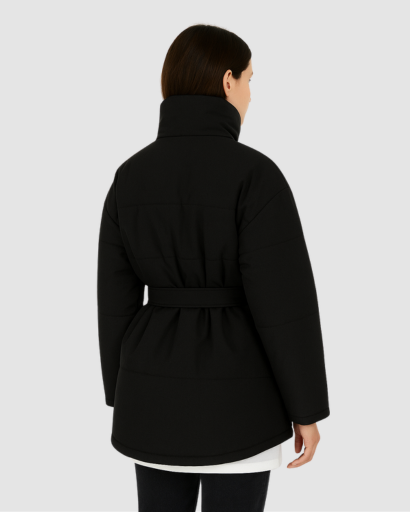 Manteau Femme Matelassé Ceinturé – Col Haut & Look Minimaliste
