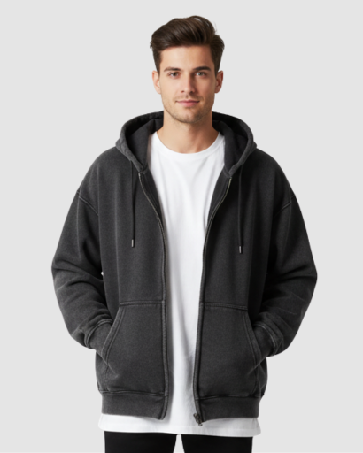 Sweat à Capuche Homme Oversize Zippé – Confort Doux & Style Moderne