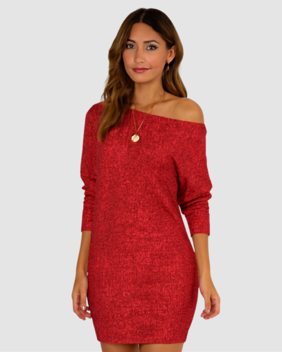 Robe Pull Pailletée Femme Épaule Dénudée – Dos-Nu & Festive | Soirée & Mariage Glamour