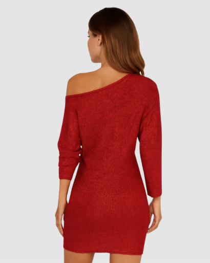 Robe Pull Pailletée Femme Épaule Dénudée – Dos-Nu & Festive | Soirée & Mariage Glamour
