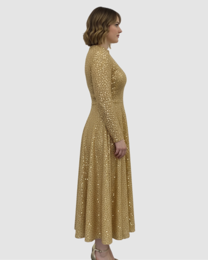 Robe Maxi Femme Séquins Coupe Élégante – Effet Brillant & Glamour | Soirée & Invitée Mariage