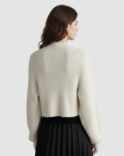 Gilet Boléro Femme en Maille Côtelée – Manches Amples & Style Élégant